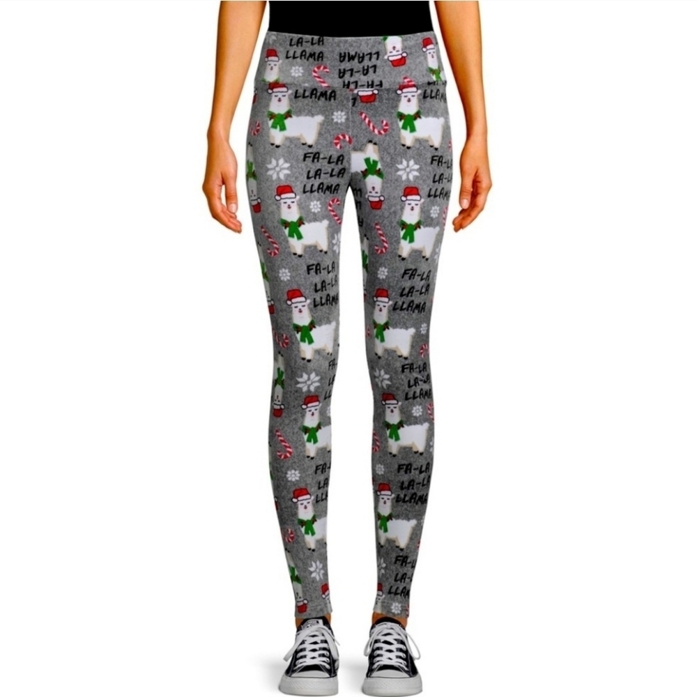 Super Soft Juniors' M Holiday Christmas Llama Velour Leggings‎ Lounge Pants PJs